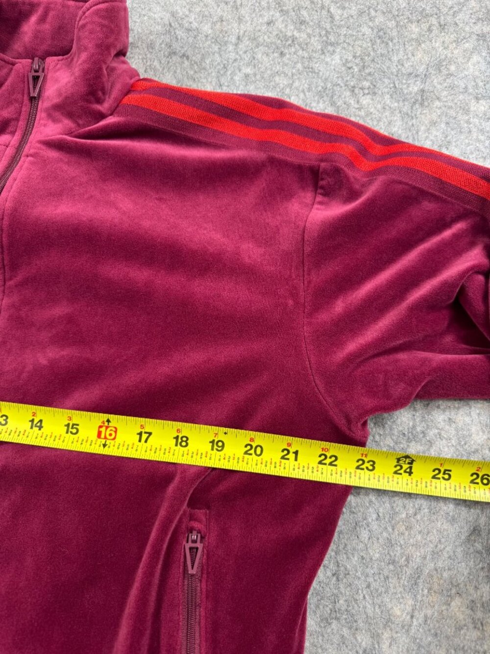 Adidas Ivy Park Womens Track Jacket Velour Sz M Burgundy Stripe - Picture 7 of 11